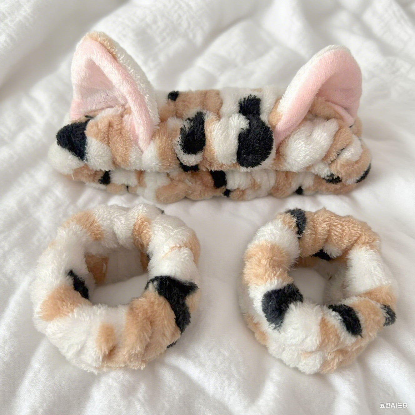 Girl Cat Ears Washing Face Hair Band Suit