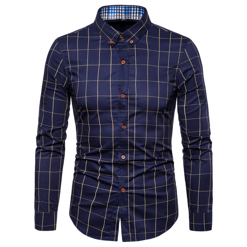 New Mens Slim-fit Floral Long-sleeve Shirt