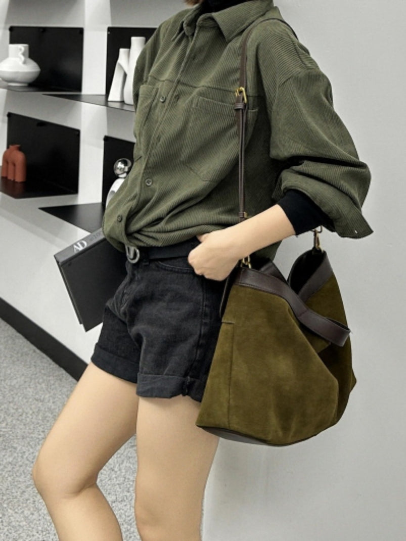 High-grade Portable One Shoulder New Autumn And Winter Matte Leather Simple Tote Bag