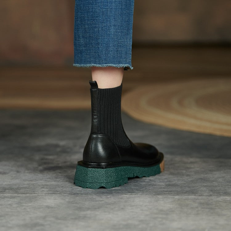 Women's Boots With Thick-soled Stitching Wool Tube