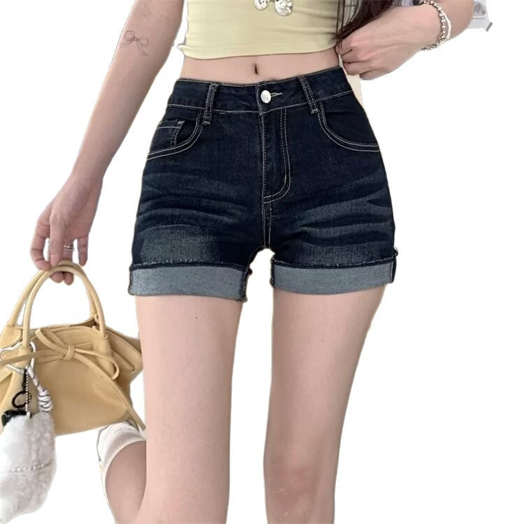 Womens Vintage Washed Frayed-edge Jeans