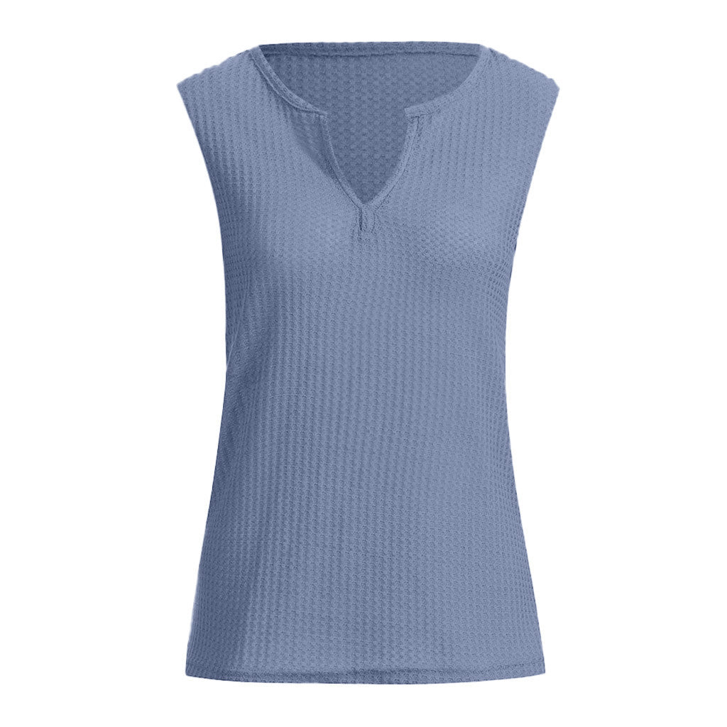 Plus Size Women's Waffle Casual Loose Vest