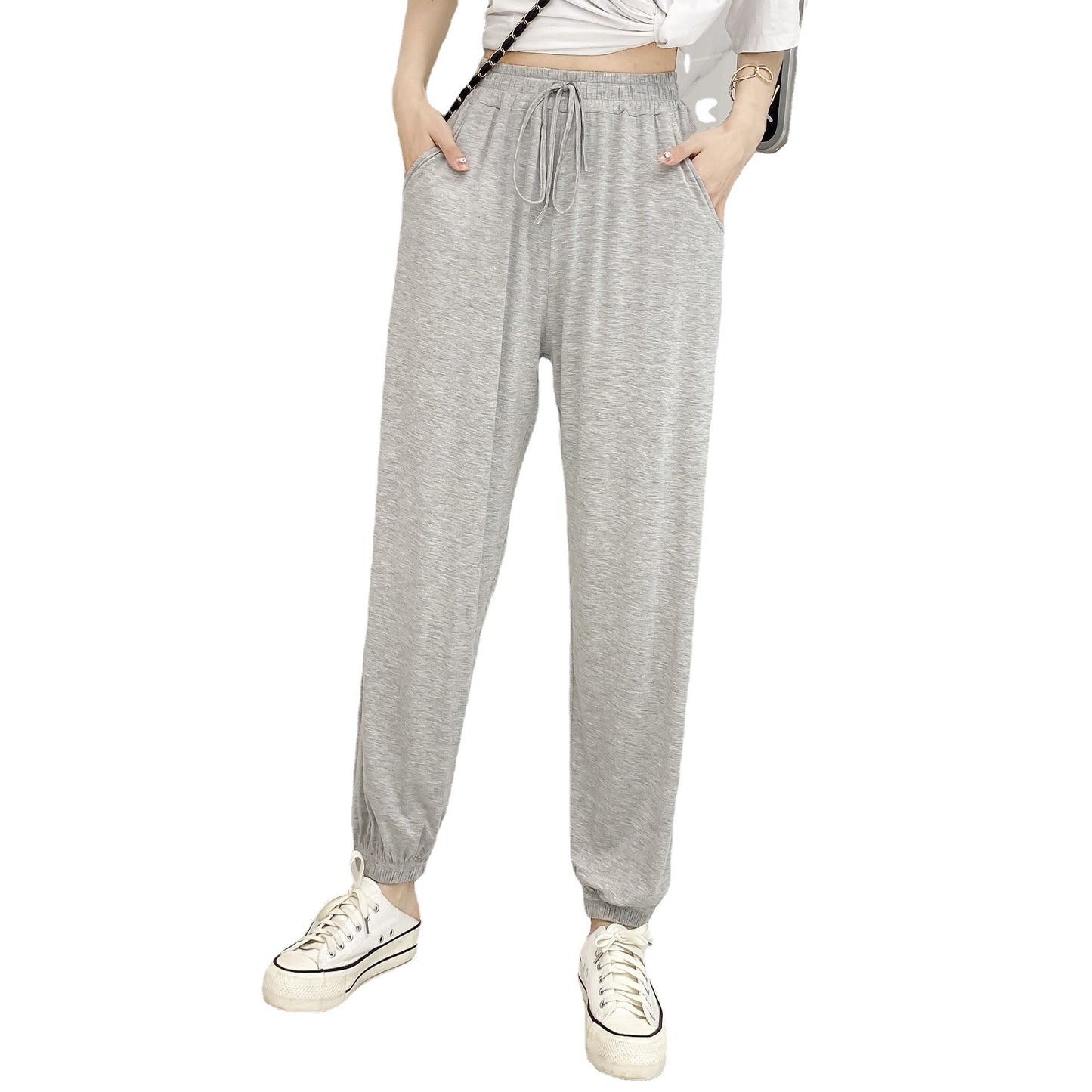 Womens High-waisted Draping Sweatpants For A Slimming Casual Look