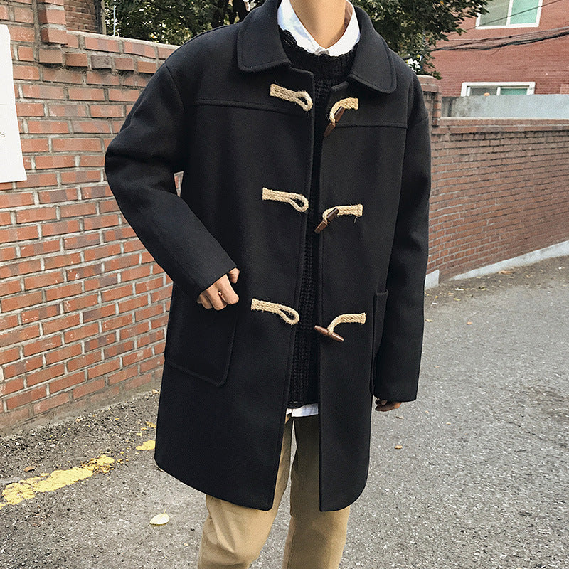 Wool Windbreaker Loose Coat For Young Men
