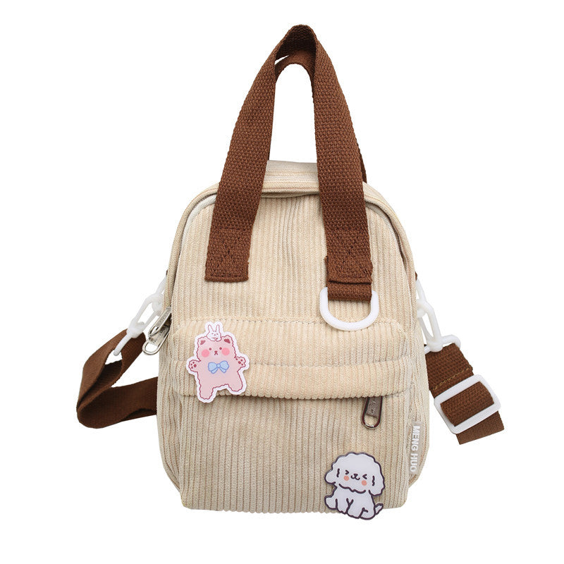 Handheld One Shoulder Korean Style Corduroy Crossbody Bag