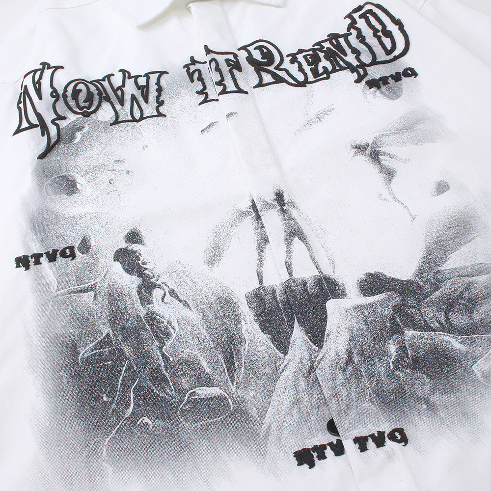Dark High Street Design Angel Print Shirt