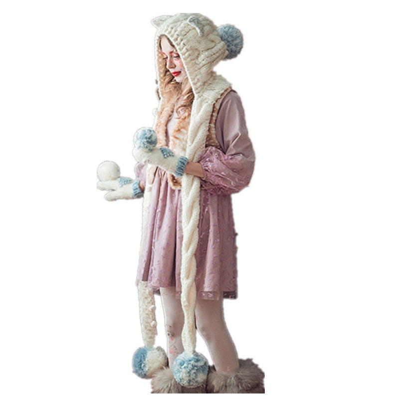 Hat Handmade Knitted Woolen Scarf Hat