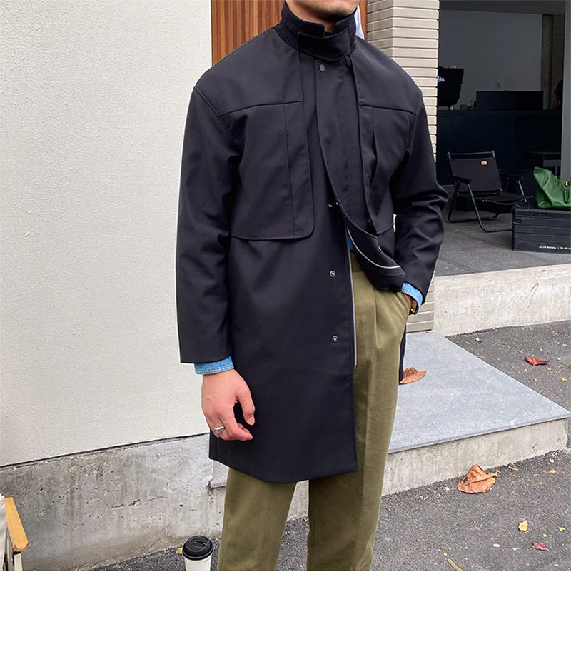 Men's Gentleman Fitted Mid-Length Windbreaker Jacket