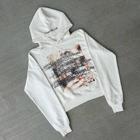 Personlig mørk sweatshirt til kvinder med print, casual hættetrøje