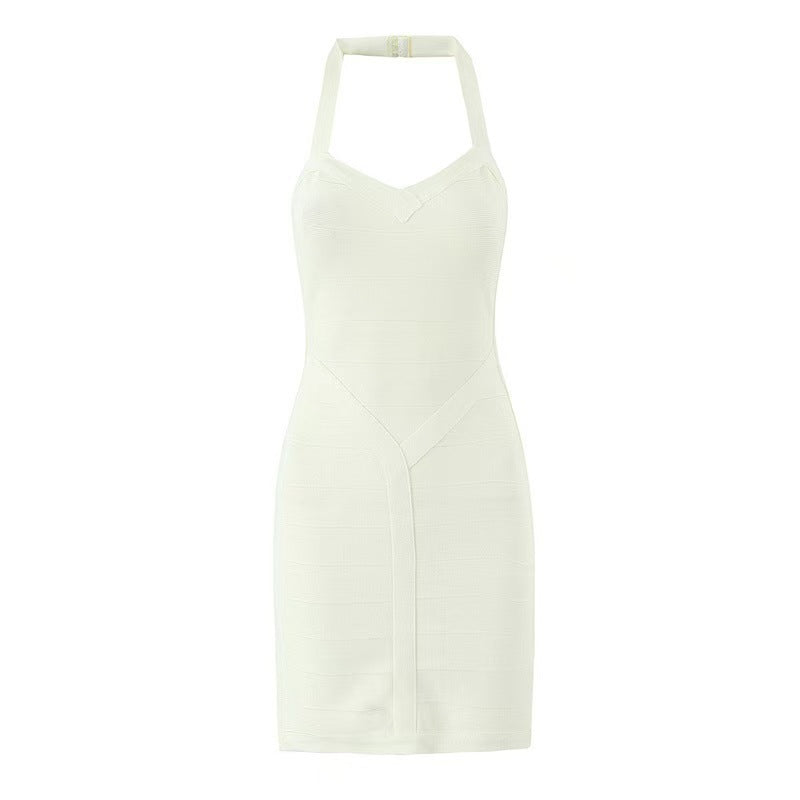 Womens Corset-Fit Backless Halter Bandage Dress