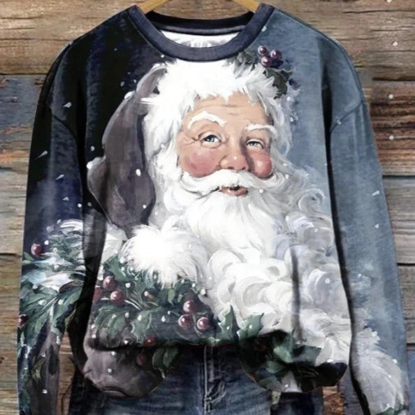 Efterår Vinter Sweater Trykt Rundhals Bluse Topp