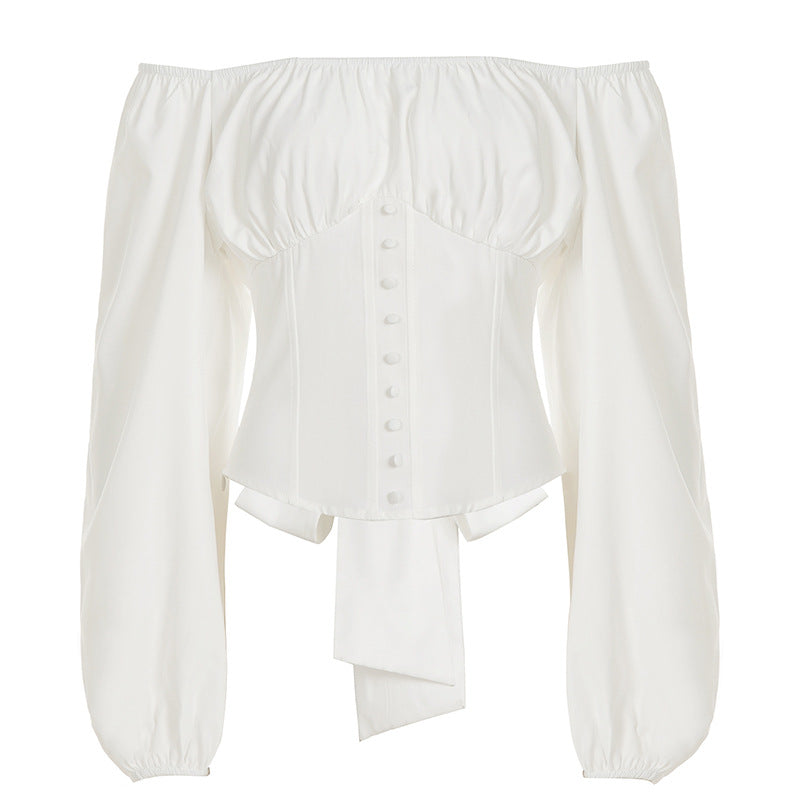 Niche Chic Waist Trimming Lace Up Solid Color Top