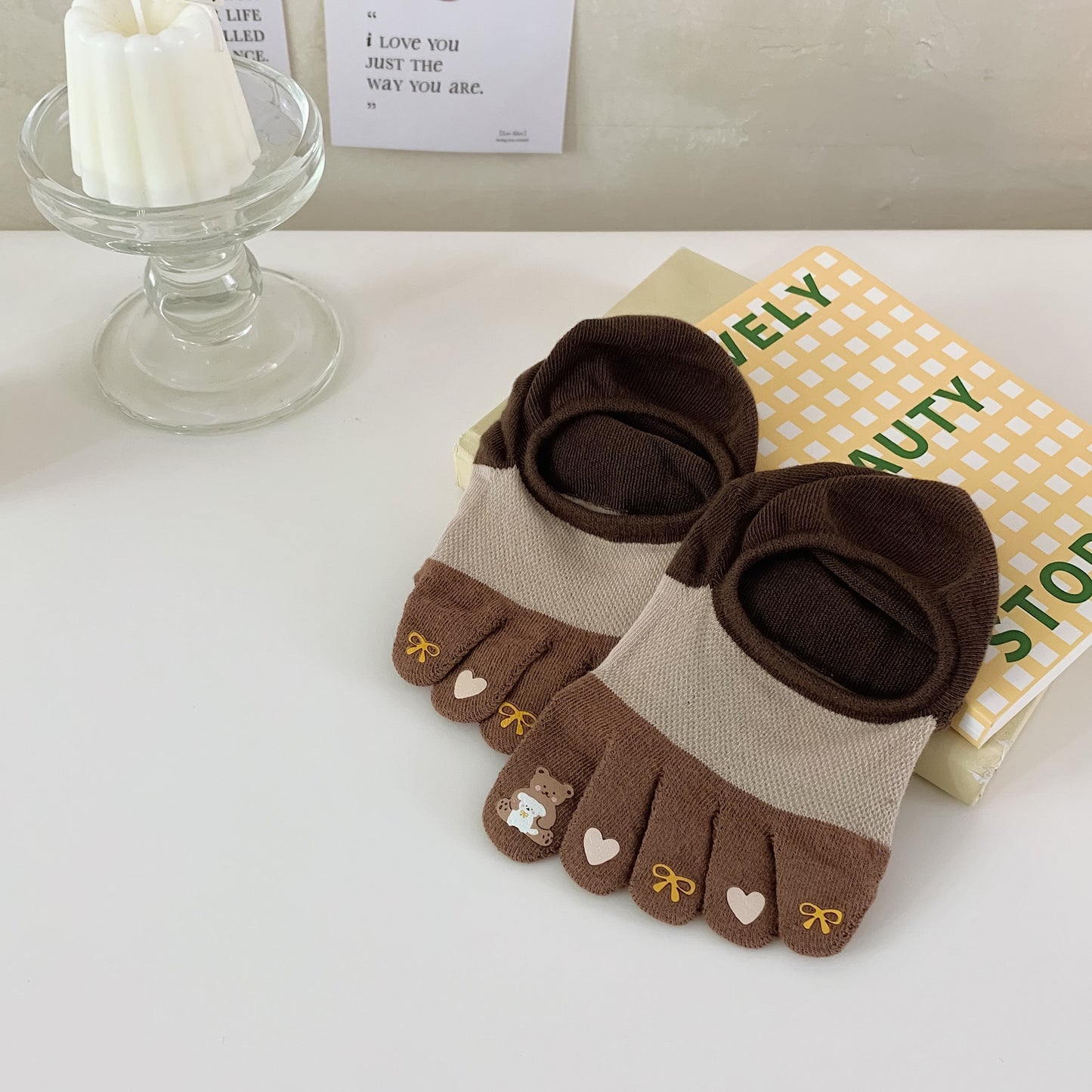 New Cute Cartoon Non-slip Breathable Five-toed Socks