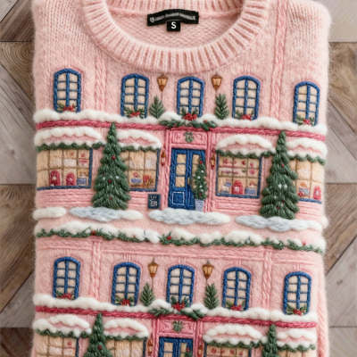 3D Digital Print Pattern Christmas Women's Flannel Sweatshirt