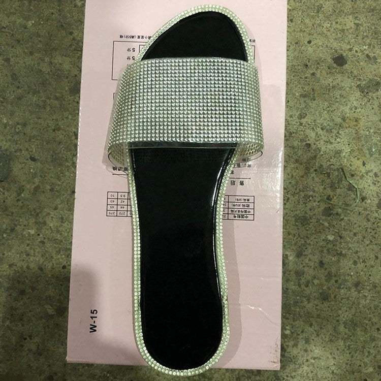 Store Rhinestone Sandaler og Hjemmesko til Kvinder med Lav Hæl