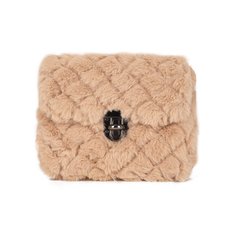 Women's Fashion All-match Plush Chain Shoulder Messenger Bag