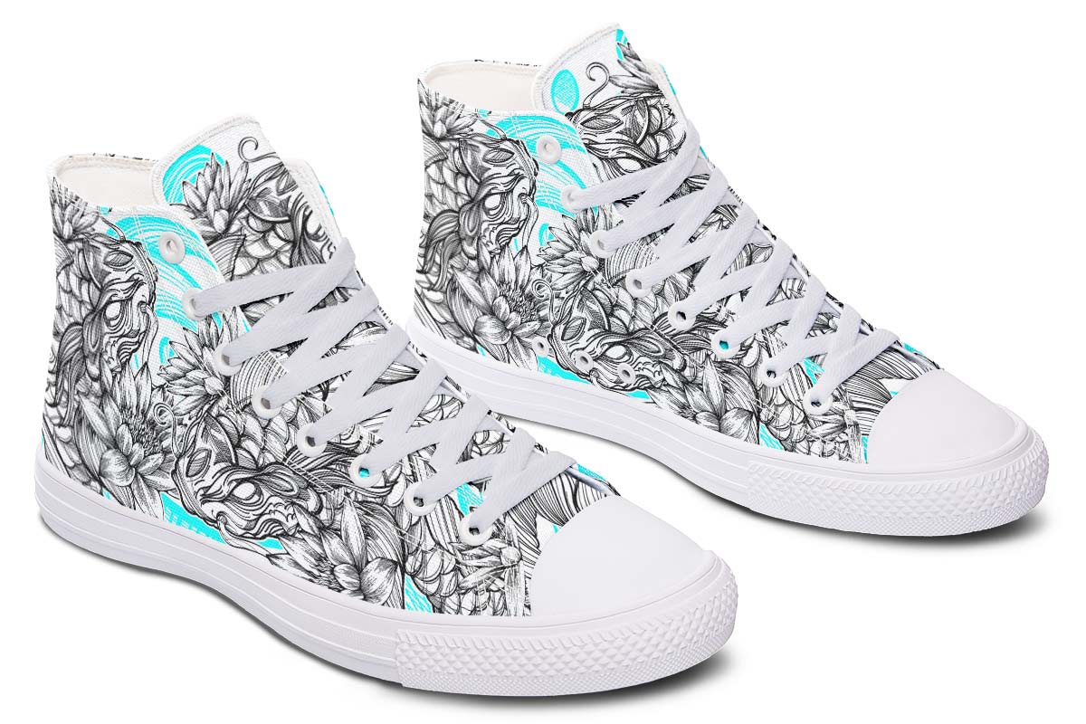 Men's And Women's Fashion Color Printing High-top Canvas Shoes