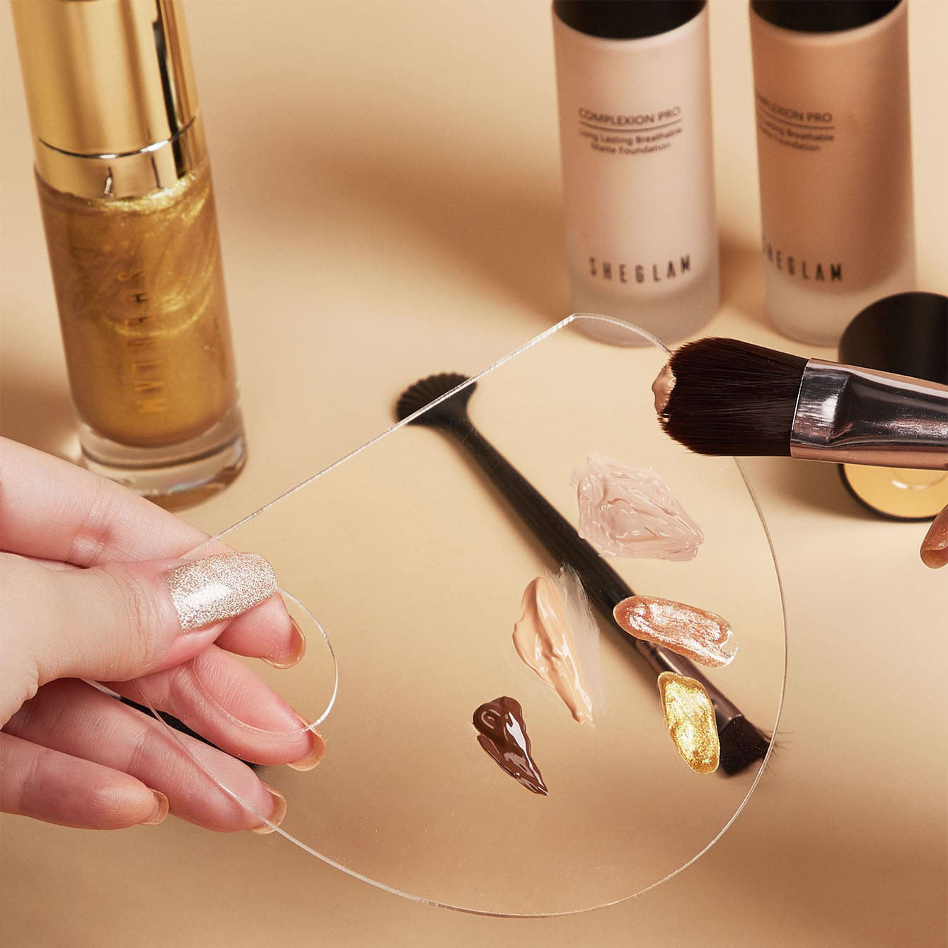 Akryl Nail Art Makeup Palette Øjenskyggestift Gel Foundation Cream Øjenskyggestift Nail Art Kosmetisk Manicure Toolblanding Værktøj Til Rejser Daglig