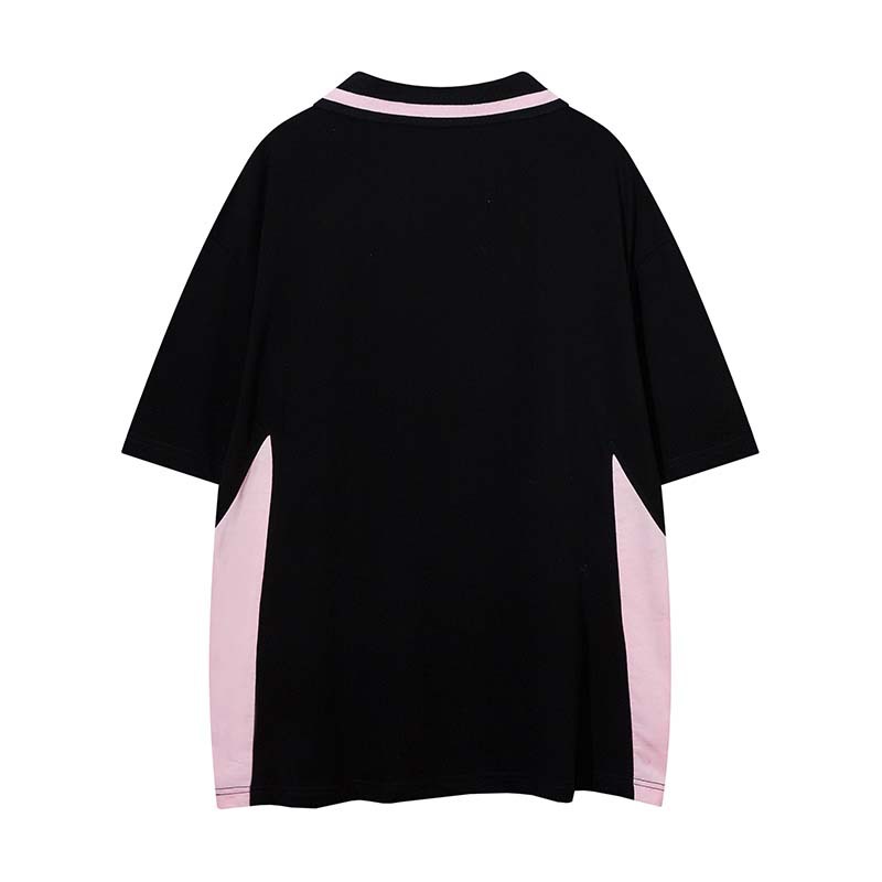 Raglan Sleeve Reverse Collar Sports Stitching Half Sleeve Shirt Men's