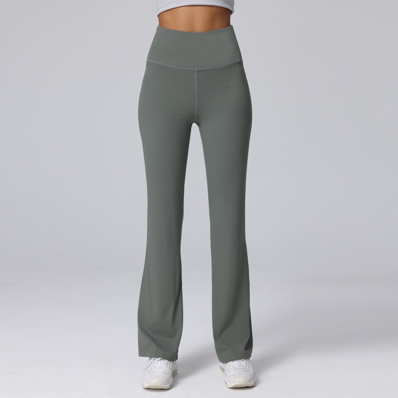 Nude Feel Sports Horn High Waist Hip Lift Stretch Fitness Wide-leg Pants