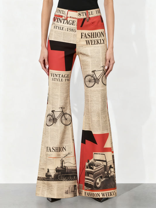 Fashionable Casual Wide-leg Pants, Women's Trousers With Colorful And Personalized Designs