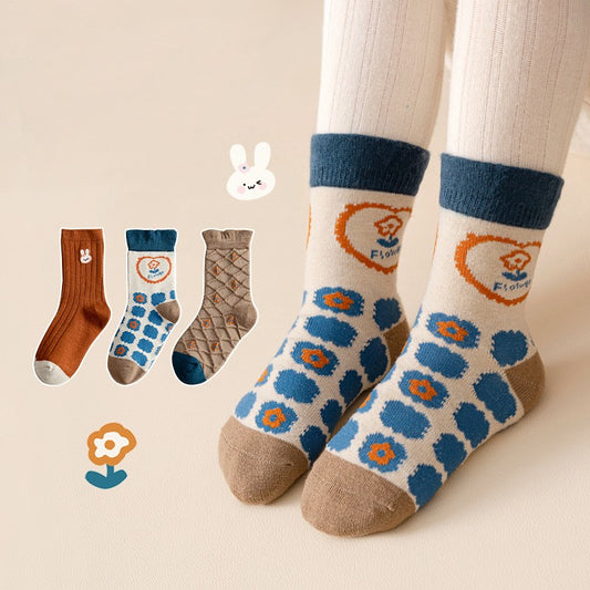 Children's Cartoon Wool Medium Tube Socks