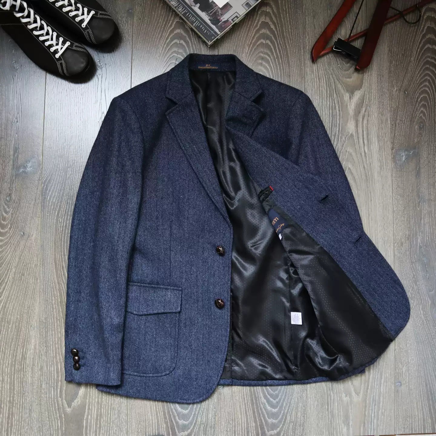 Winter Men's Retro Tweed Wool Workwear Blazer