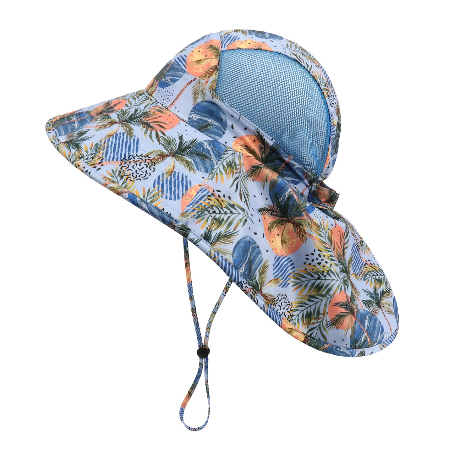 Children's Big Eaves Animal Printing Air-permeable Beachwear Neck Protection Bucket Hat Quick-drying Shawl Hat