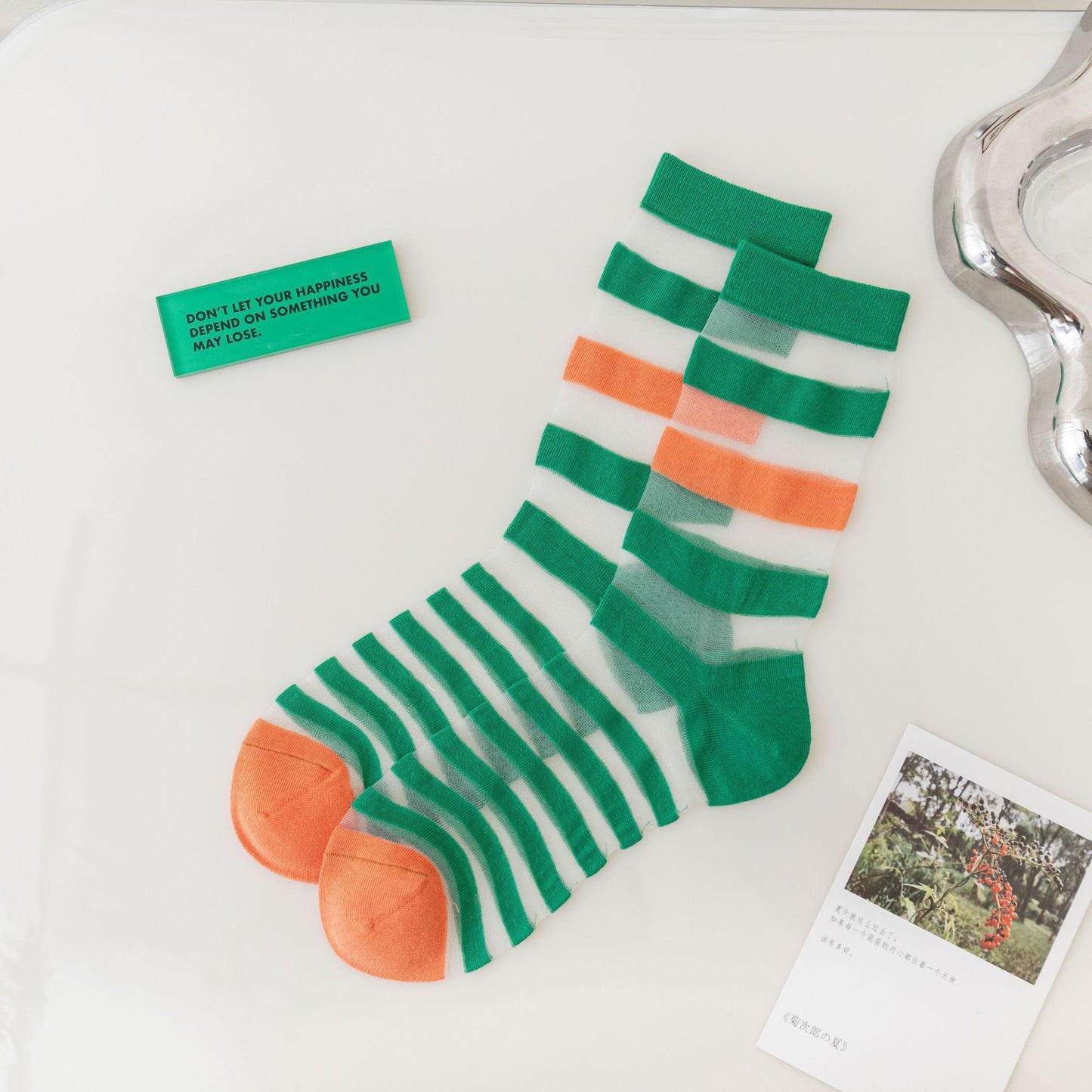 Women's Mid Tube Socks Trendy Green Breathable