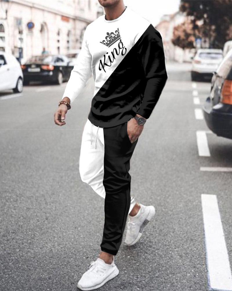 European And American Round Neck Long Sleeve Sports Trousers Casual Two-piece Suit Suit