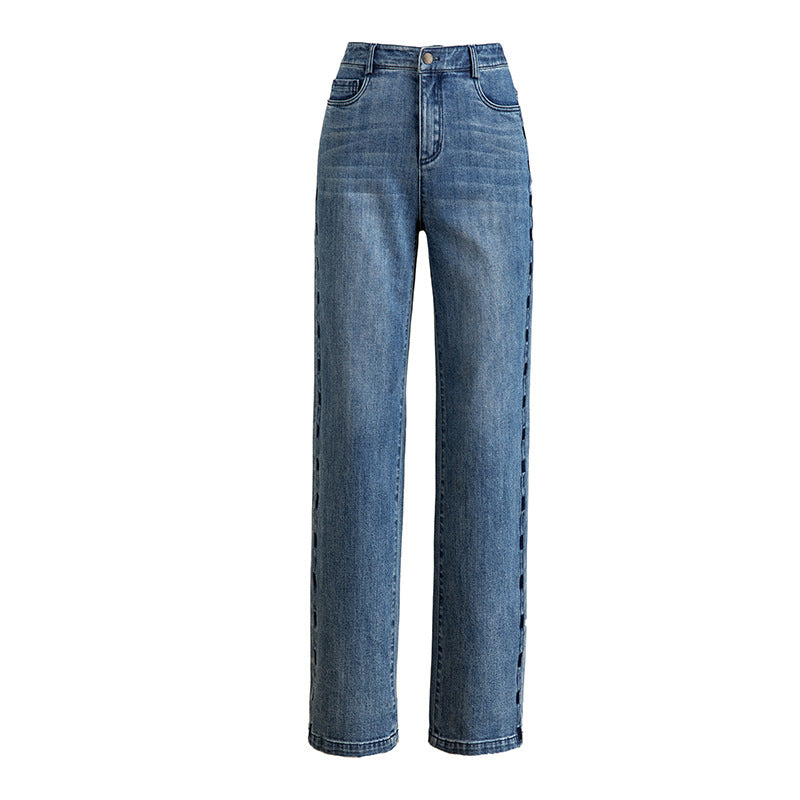 Embroidered Loose Jeans Soft Mop
