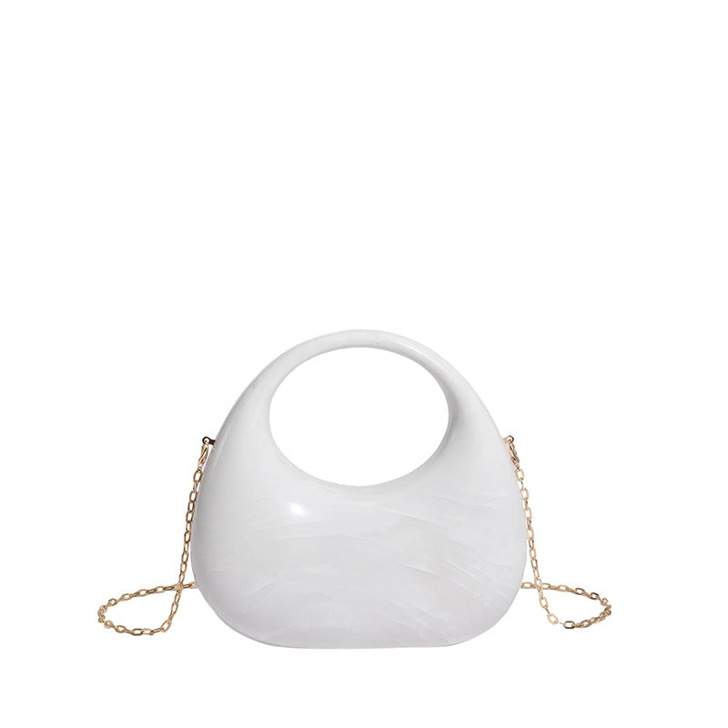 Womens Evening Handbag With A Moon-shaped Underarm Design  Acrylic Box Bag,