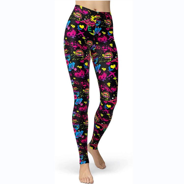 Multi-color Printing Slim Fit Hip Raise Slimming Plus Size Running Yoga Fitness Leggings