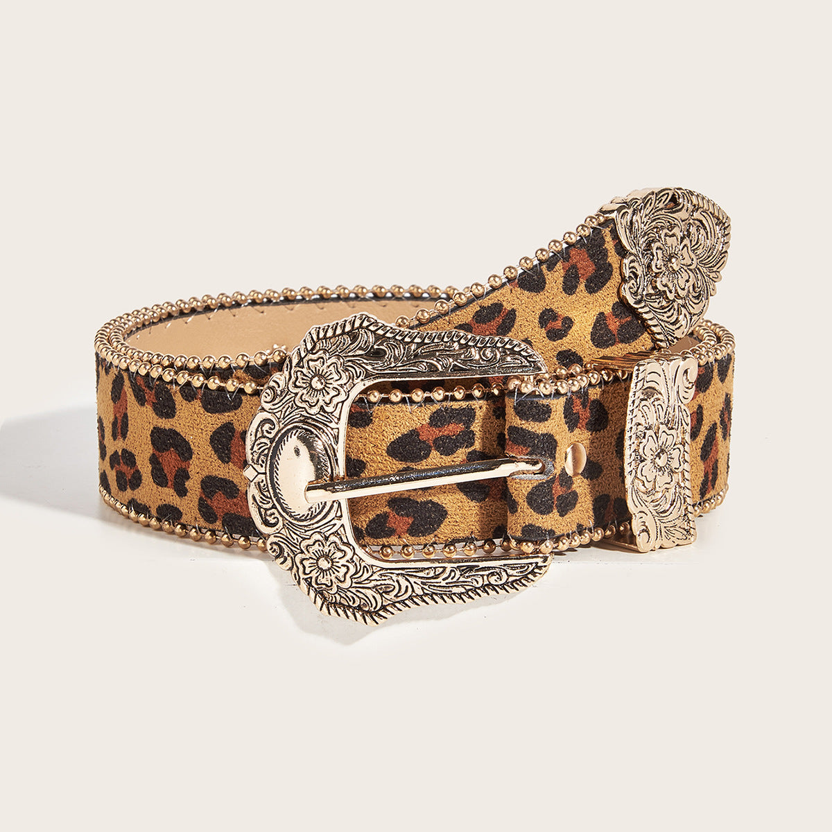 Vintage Damebælte med Leopardprint i Amerikansk Stil