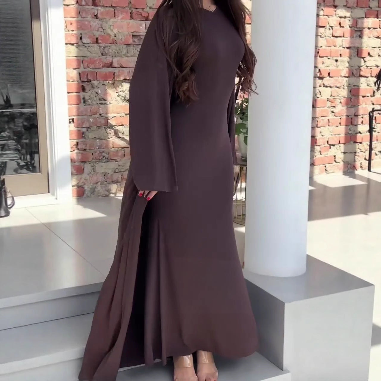 Two-piece Long Dress Set For Women With Long Sleeves