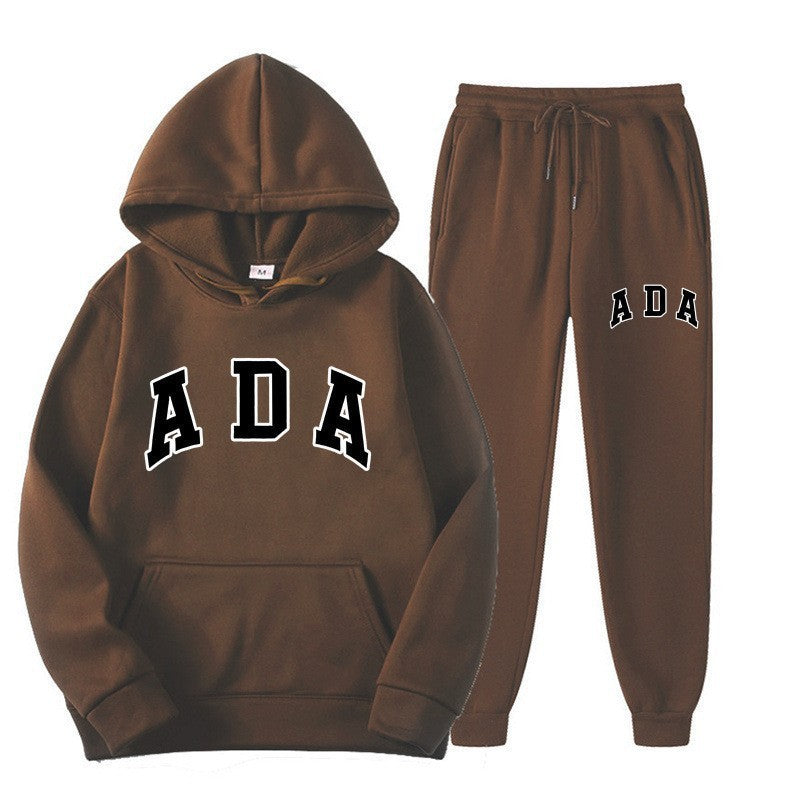 Letter-printed Loose-fitting Hooded Sweatshirt Set