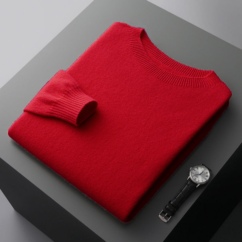 Men's Round Neck Basic Inner Match Thin Middle-aged And Elderly Bottoming Shirt Sweater