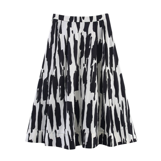 Spring And Summer Square Printing Midi Dress