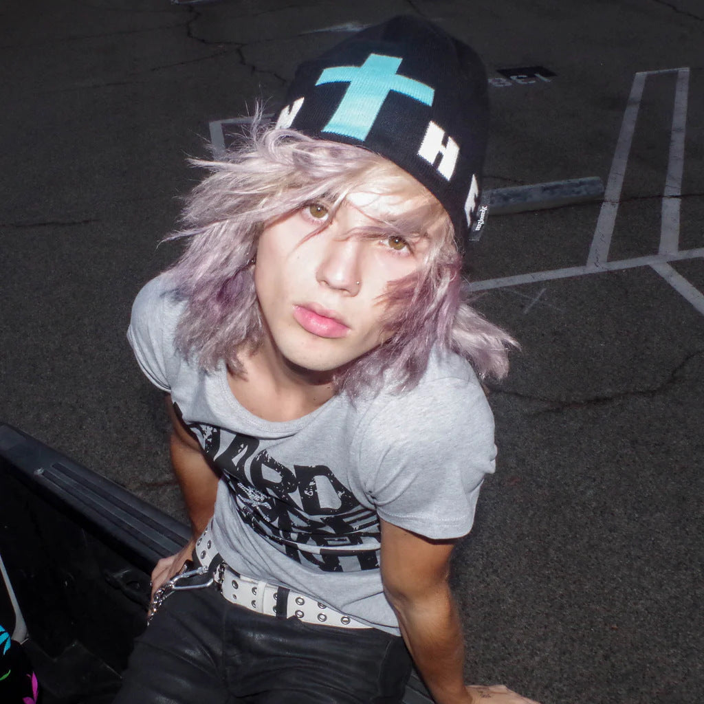 Harajuku Cross Pattern Jacquard Knitted Pullover Hat