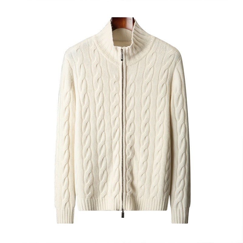 New Twist Zipper Knitted Coat For Men