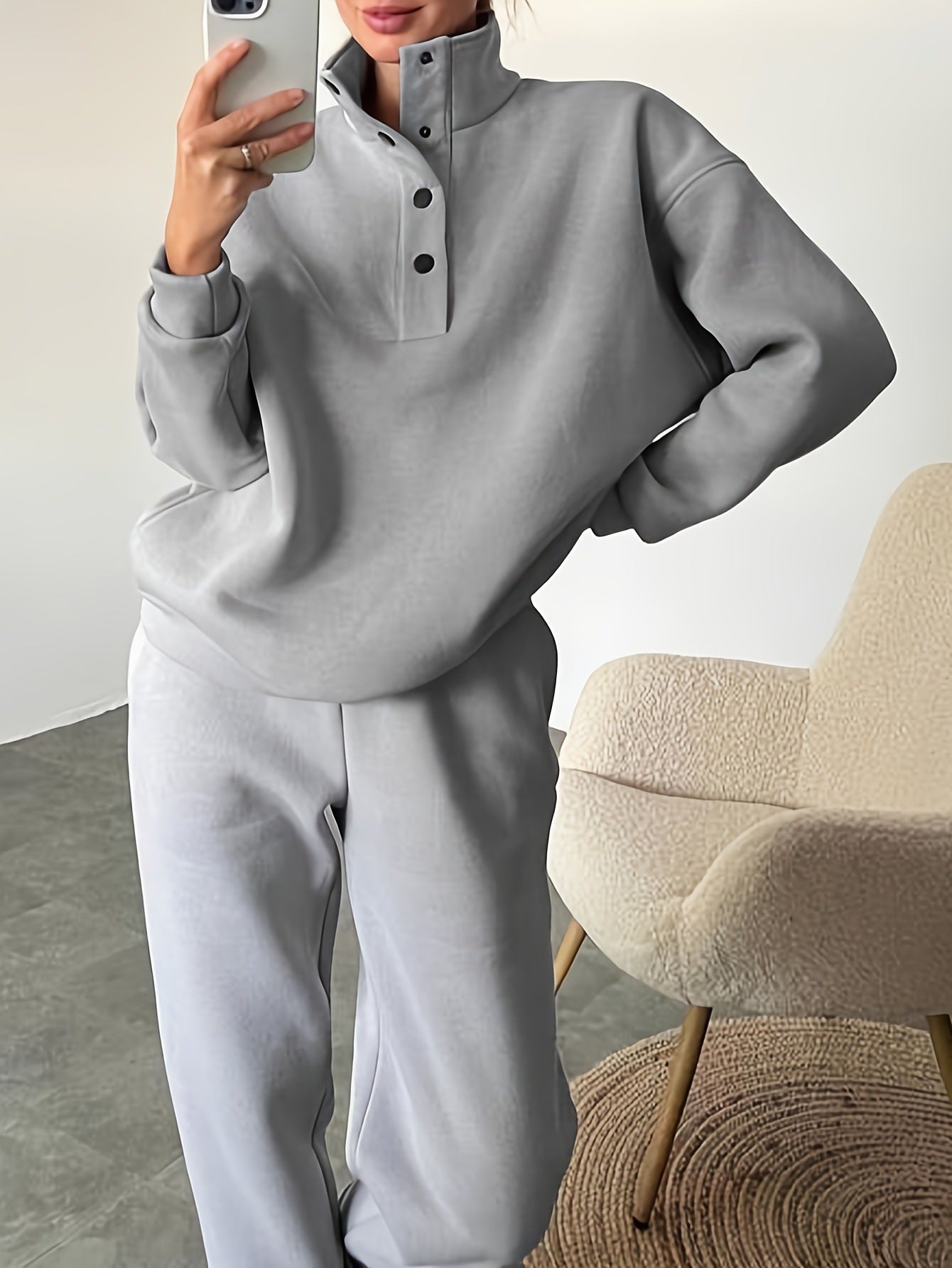 New Women's Fashion Button Collar Two-piece Set