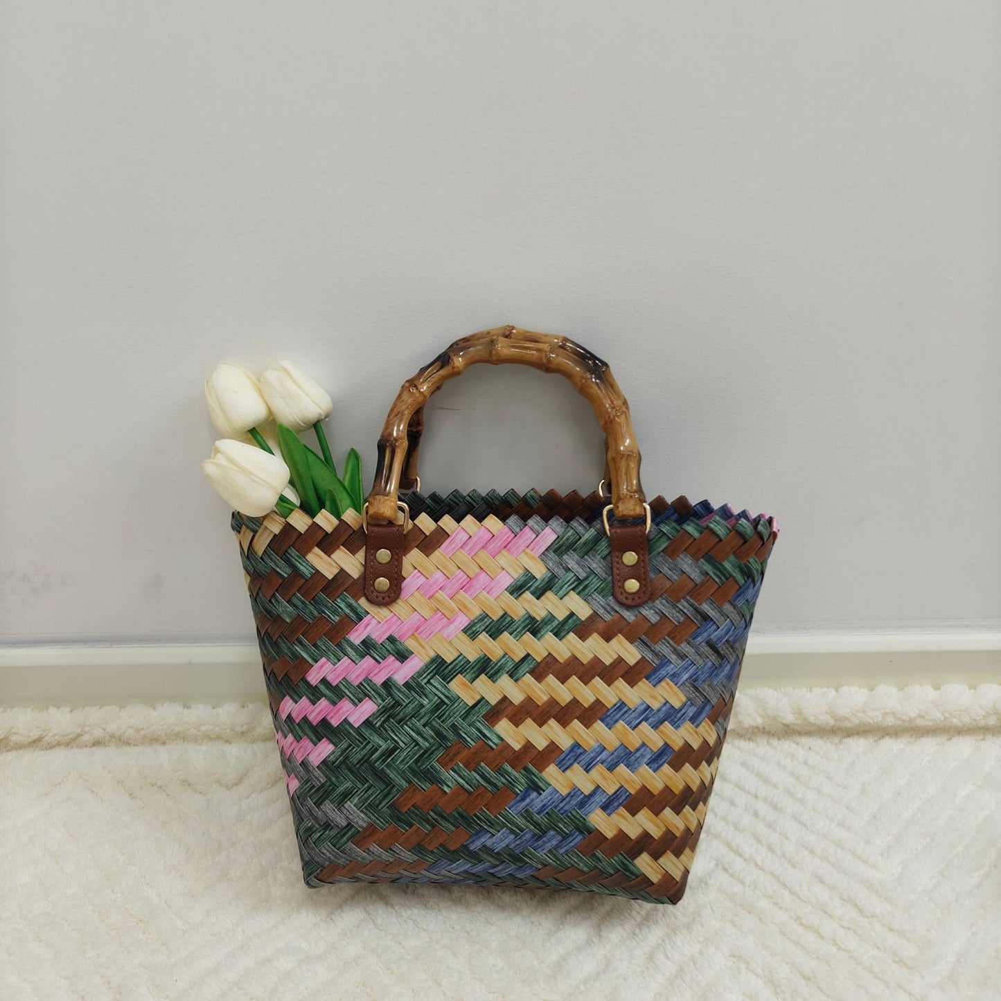 Women's Fashion Retro Large Capacity Woven Bag