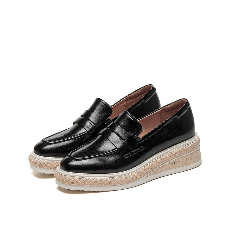 Inside And Outside Full Leather Square Toe Mid-heel Mid-heel Low-top