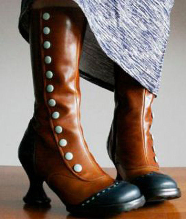 Fashionable Button-decorated Irregular-heeled Women's Thigh-high Boots