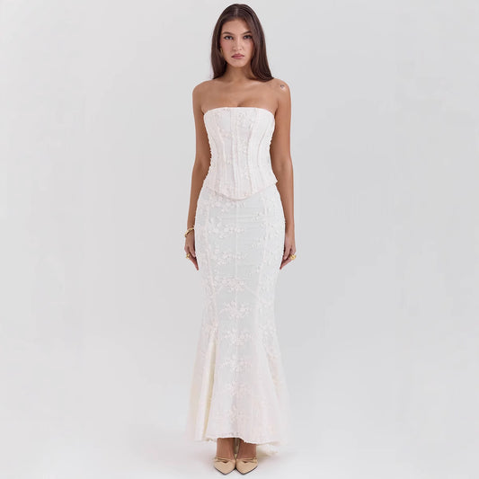 Slim-fit Sexy Embroidered Elegant Tube Mini Dress