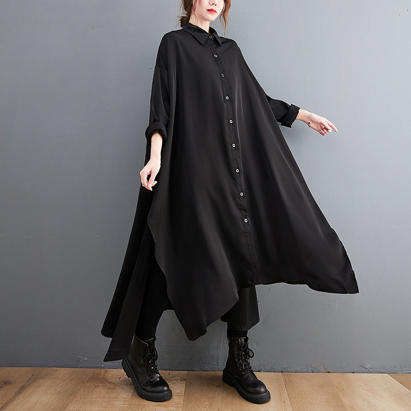 Loose Long Large Slit Shirt Dress For Women
