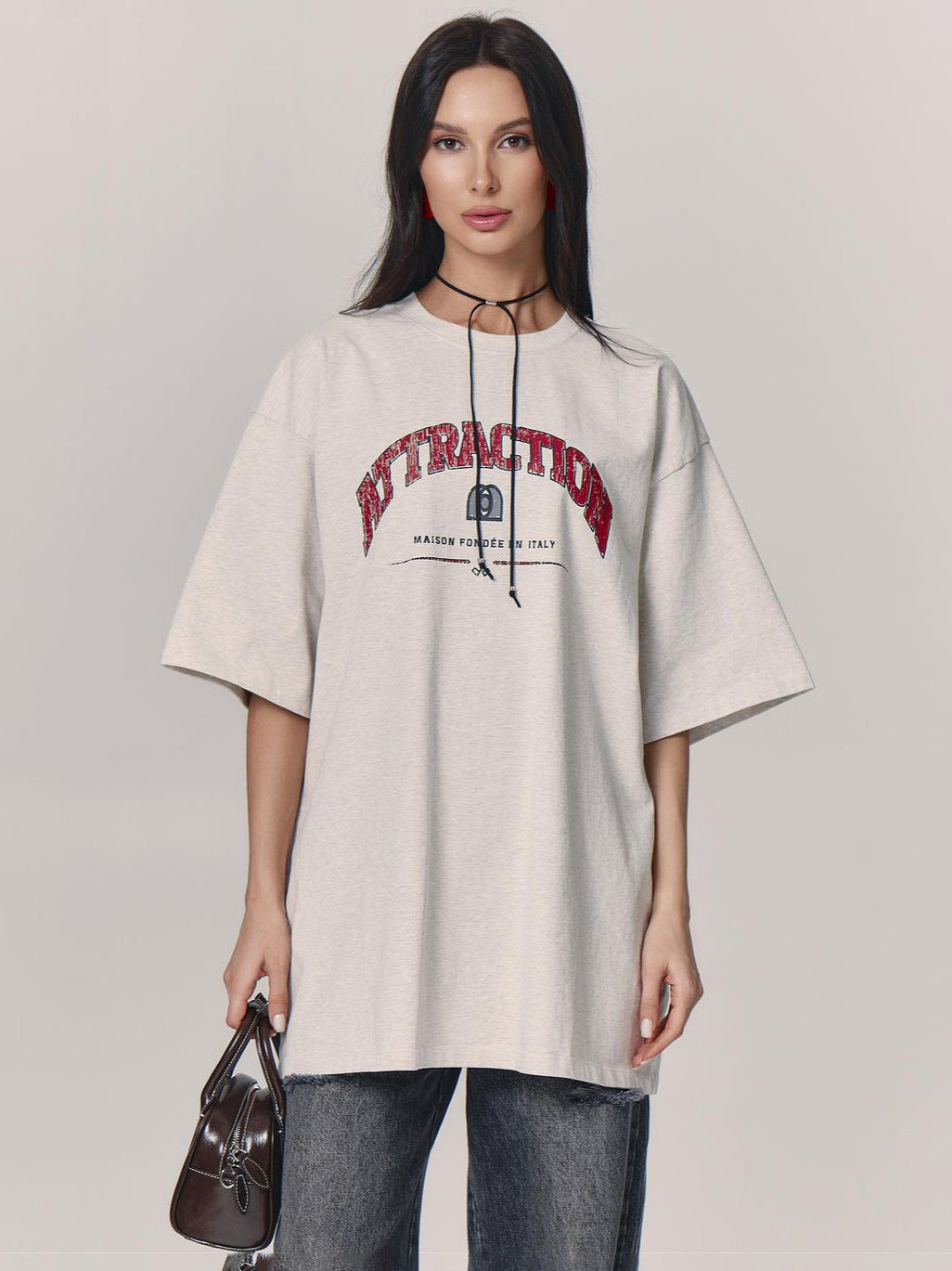 Women's Letter Printed T-shirt Loose Shoulder