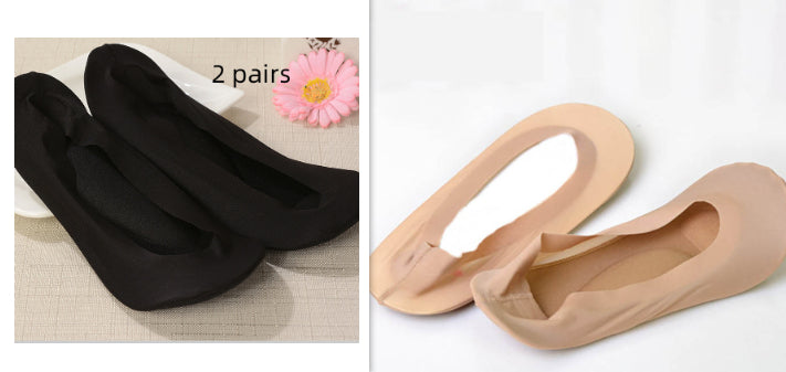 3D Arch Foot Massage Health Care Women Summer Socks Ice Silk Socks Shallow Mouth Silica Gel Invisible Slippers Feet Care