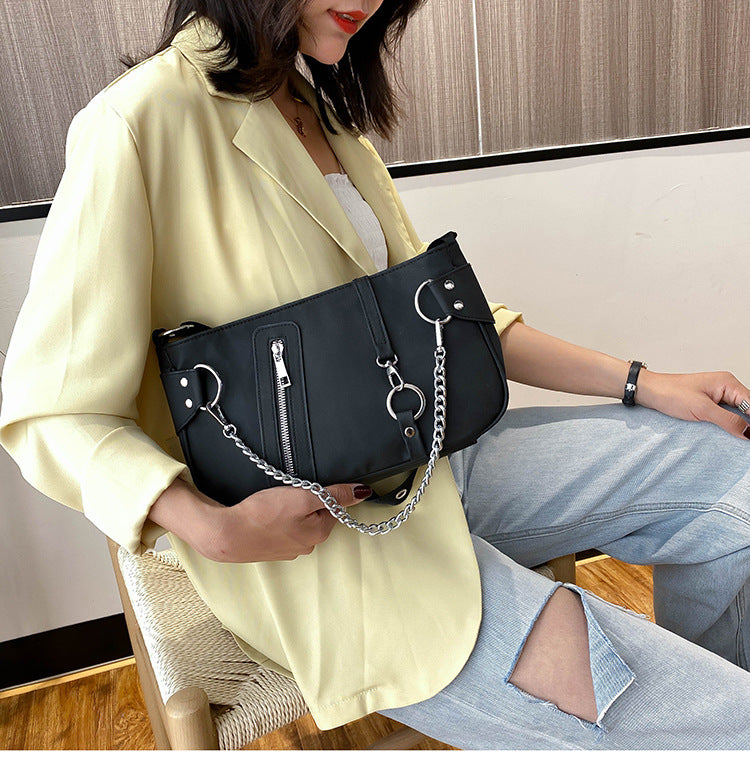 Special-interest Design Underarm All-match Nylon Cloth Chain Portable Baguette Bag
