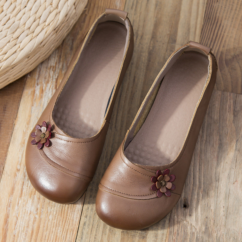 Comfortable Vintage Leather Women's Flat Heel Casual Shoes